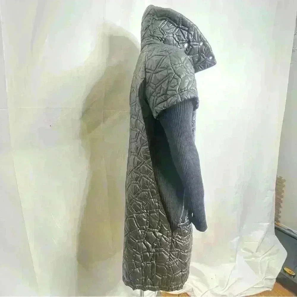 LAFLAMME FOURRURE GLOSSY QUILTED TRENCH GORGEOUS COAT SLEEVES SIZE M - Picture 10 of 16
